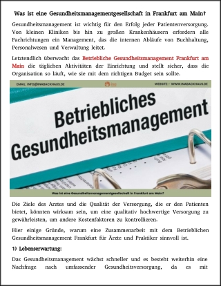 Was ist ein Gesundheitsmanagementdienst in Frankfurt am Main?