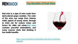 Top Benefits Of Red Wine