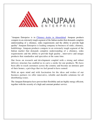 Chimney dealer in Ahmedabad | Anupam Enterprise