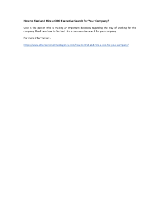 5 coo executive search