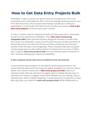 How to Get Data Entry Projects Bulk