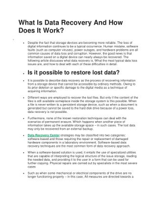 What Is Data Recovery And How Does It Work