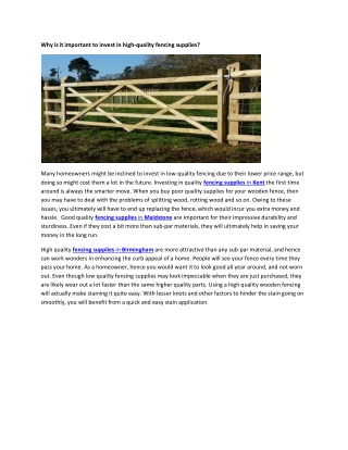 Why is it important to invest in high-quality fencing supplies?