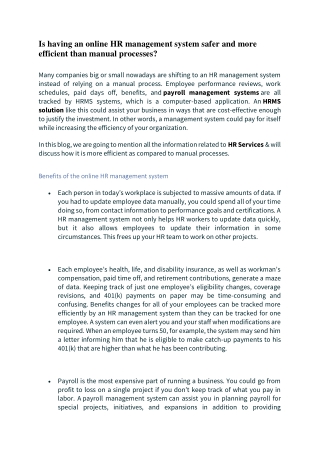 Is having an online HR management system safer and more efficient than manual processes