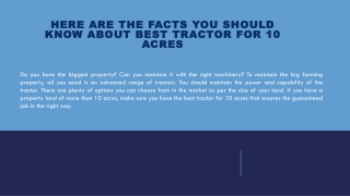 Here Are The Facts You Should Know About Best Tractor For 10 Acres