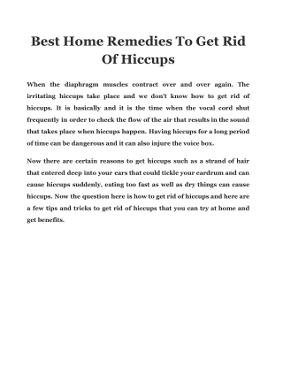 Best Home Remedies To Get Rid Of Hiccups