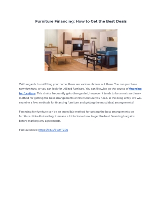 Furniture Financing: How to Get the Best Deals