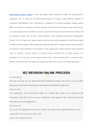 Import Export License in Jaipur To carry out Import Export activities in India.docx