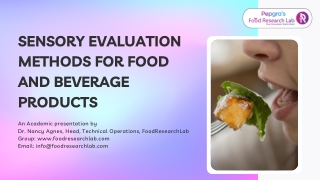 SENSORY EVALUATION METHODS FOR FOOD AND BEVERAGE PRODUCTS