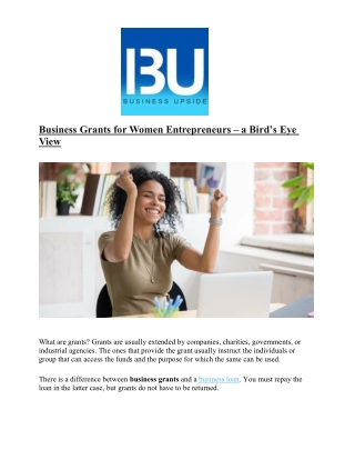 Business Grants for Women Entrepreneurs – a Bird’s Eye View