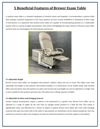 5 Beneficial Features of Brewer Exam Table