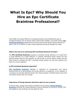 What Is Epc Why Should You Hire an Epc Certificate Braintree Professional.ppt