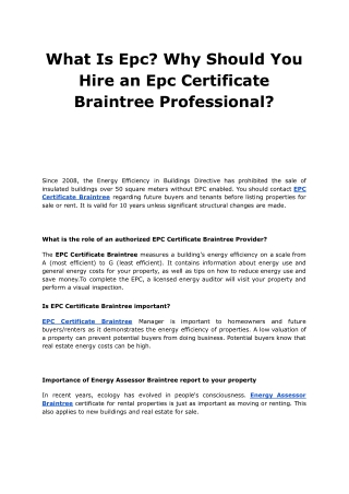 What Is Epc Why Should You Hire an Epc Certificate Braintree Professional.pdf