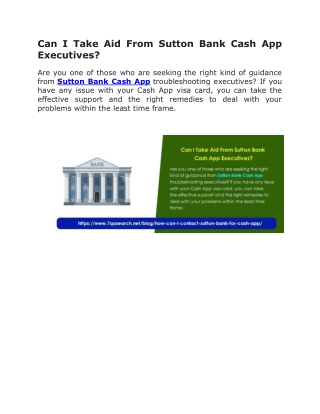 Can I Take Aid From Sutton Bank Cash App Executives?