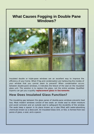 What Causes Fogging in Double Pane Windows?