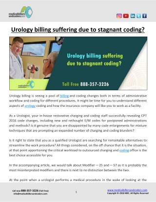 Urology billing suffering due to stagnant coding?