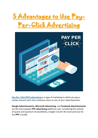 5 Advantages to Use Pay-Per-Click Advertising