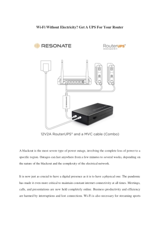 Wi-Fi Without Electricity? Get A UPS For Your Router