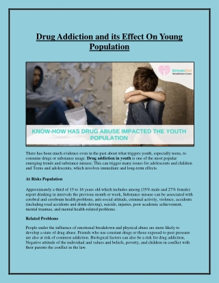Drug Addiction and its Effect On Young Population