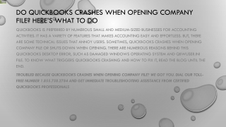 Easy solution for QuickBooks Crashes When Opening Company File issue