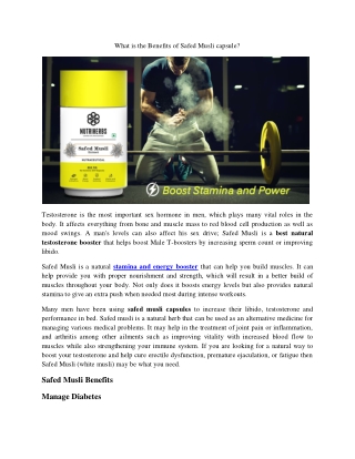 What is the Benefits of Safed Musli capsule