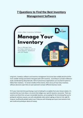 7 Questions to Find the Best Inventory Management Software