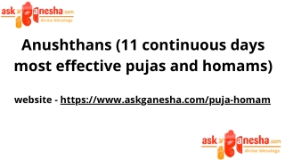 Anushthans (11 continuous days most effective pujas and homams)