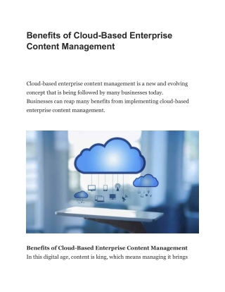 Benefits of Cloud-Based Enterprise Content Management