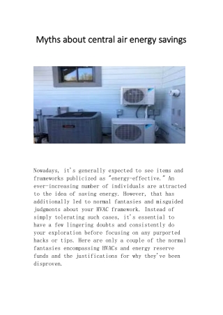 Myths about central air energy savings