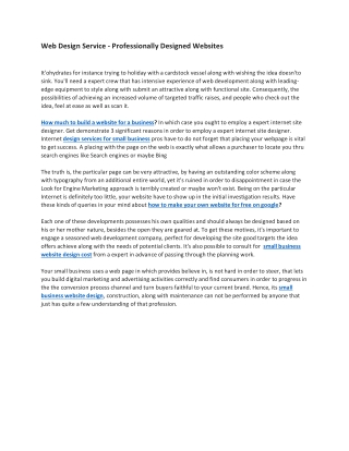 Web Design Service - Professionally Designed Websites