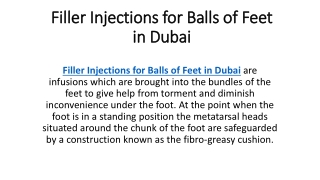 Filler Injections for Balls of Feet in Dubai