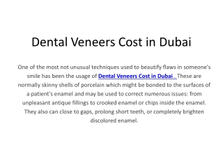 Dental Veneers Cost in Dubai
