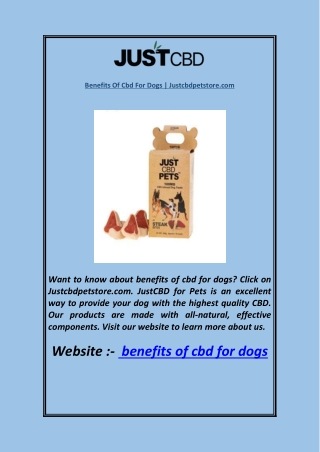 Benefits Of Cbd For Dogs  Justcbdpetstore.com
