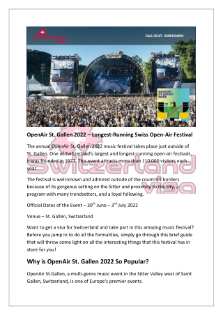 OpenAir St. Gallen 2022 – Longest-Running Swiss Open-Air Festival