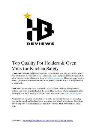 Top Quality Pot Holders & Oven Mitts for Kitchen Safety