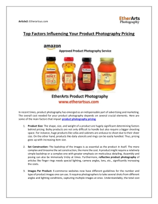 Top Factors Influencing Your Product Photography Pricing