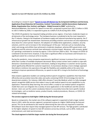 Speech-to-text API Market worth $5.4 billion by 2026