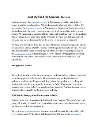 best plywood for furniture- Gurjone