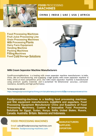 Milk Cream Separator Machine Manufacturers