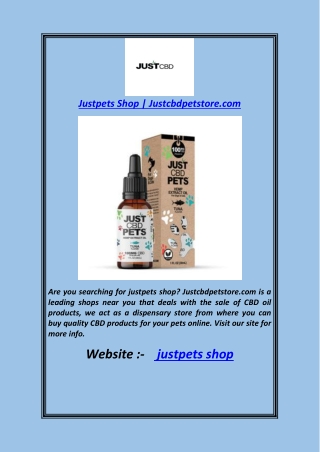 Justpets Shop  Justcbdpetstore.com