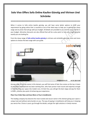 Solo Vivo Offers Sofa Online Kaufen Günstig and Vitrinen Und Schränke