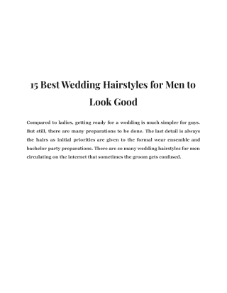 15 Best Wedding Hairstyles for Men to Look Good