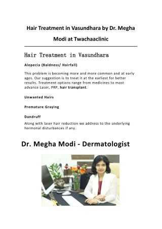 Hair Treatment in Vasundhara by Dr. Megha Modi