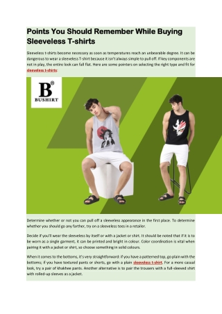 Points You Should Remember While Buying Sleeveless T-shirts