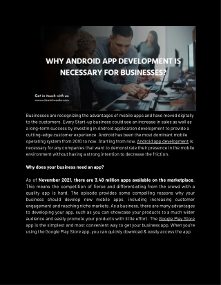 Why Android App Development is Necessary for Businesses
