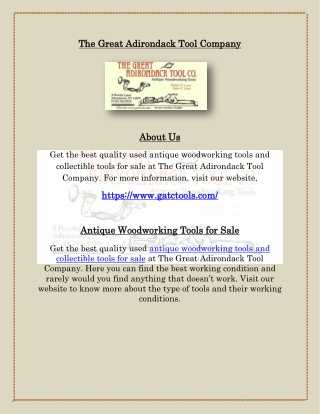 Antique Woodworking Tools for Sale