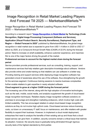 Image Recognition in Retail Market Leading Players And Forecast Till 2025