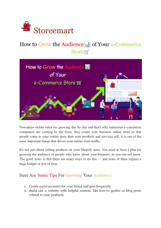 How to Grow the Audience of Your e-Commerce Store