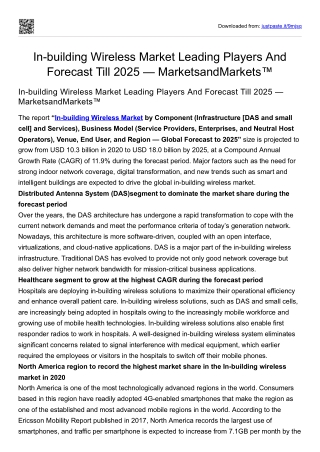 In-building Wireless Market Leading Players And Forecast Till 2025