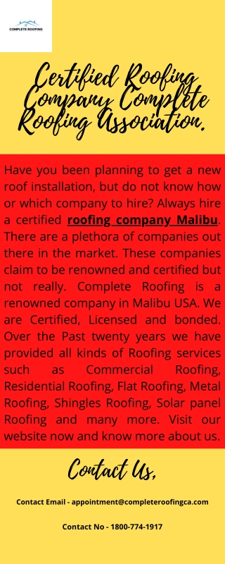 Certified Roofing Company Complete Roofing Association.